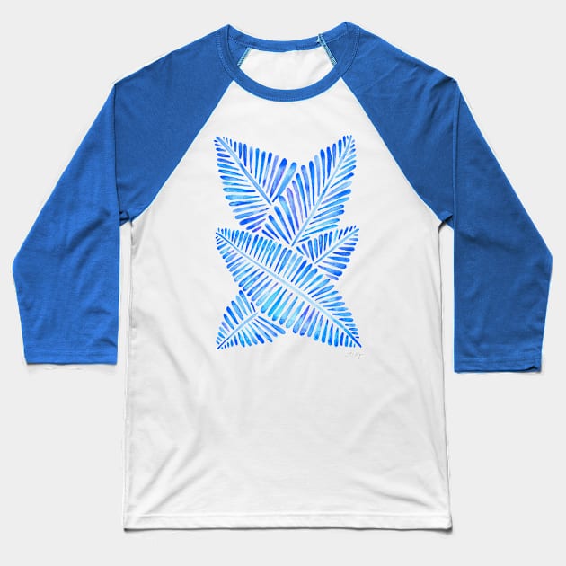 Blue Banana Leaves Baseball T-Shirt by CatCoq